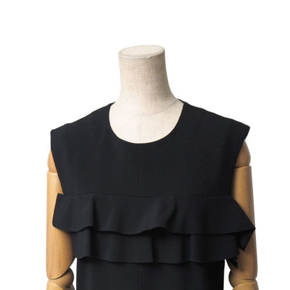 Louis Vuitton Dress Size 38 Lamb Leather Different Material Switched Ruffle