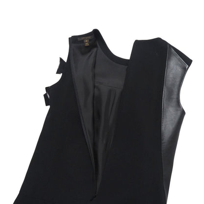 Louis Vuitton Dress Size 38 Lamb Leather Different Material Switched Ruffle