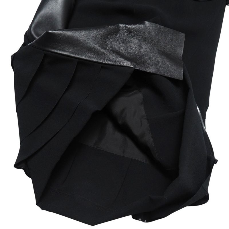 Louis Vuitton Dress Size 38 Lamb Leather Different Material Switched Ruffle