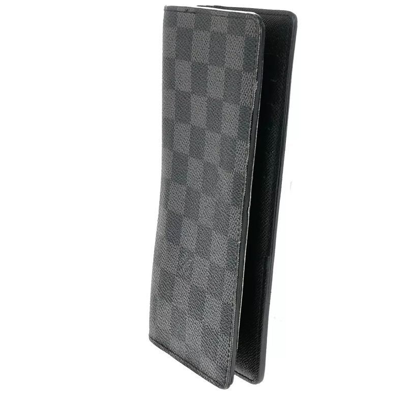 Louis Vuitton Long Wallet Damier Graphite Black Leather N62665 68bs026