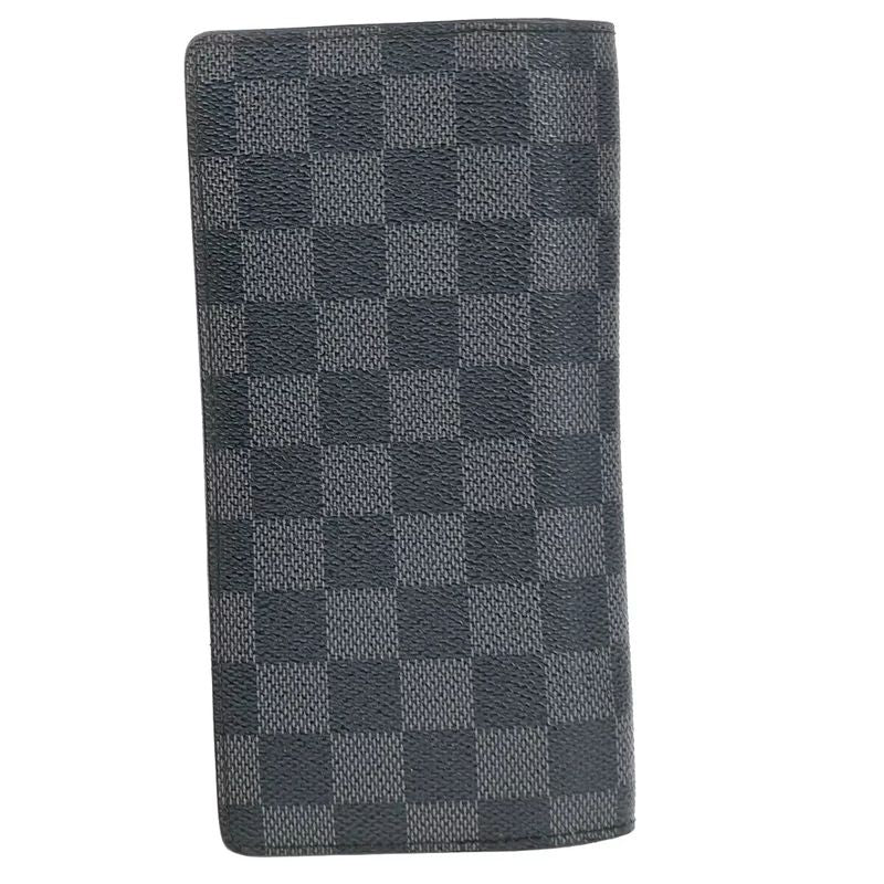 Louis Vuitton Long Wallet Damier Graphite Black Leather N62665 68bs026