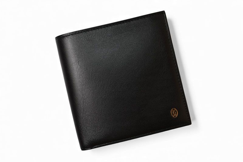 Cartier Wallet Men's Bifold Cartier Fold Wallet Leather Pasha De Cartier Black