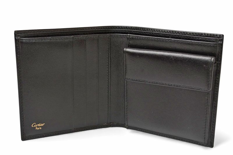 Cartier Wallet Men's Bifold Cartier Fold Wallet Leather Pasha De Cartier Black