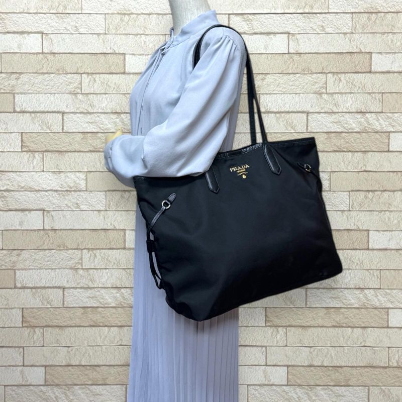 Prada Tote Bag Nylon Br4001 Black Ladies Prada Preowned Prada