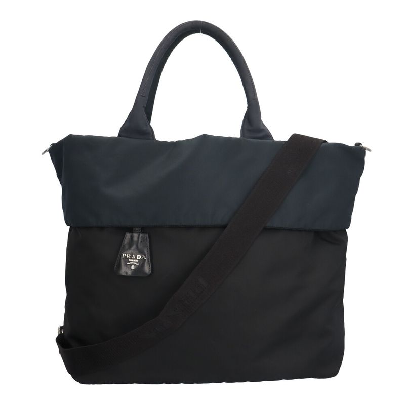 Prada Reversible Shoulder Bag Nylon Black Men's Prada Preowned Prada