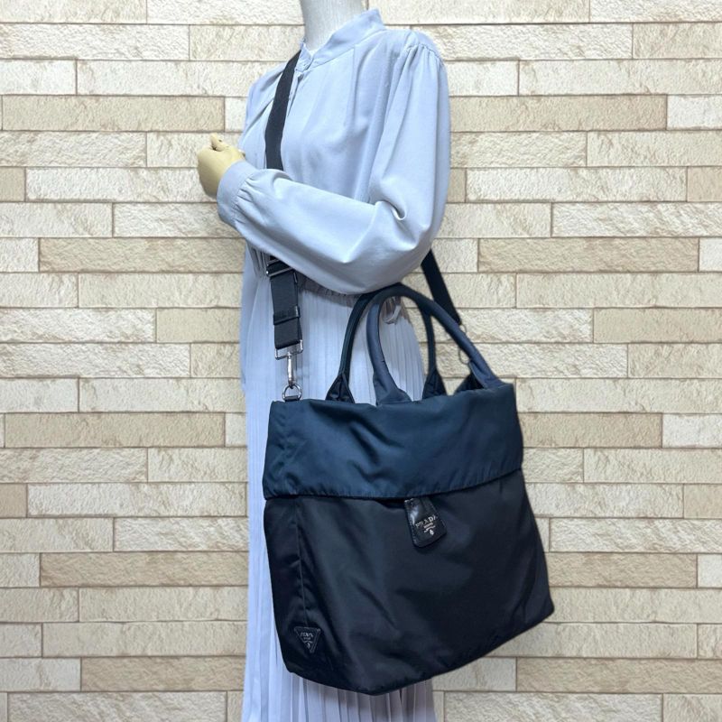 Prada Reversible Shoulder Bag Nylon Black Men's Prada Preowned Prada