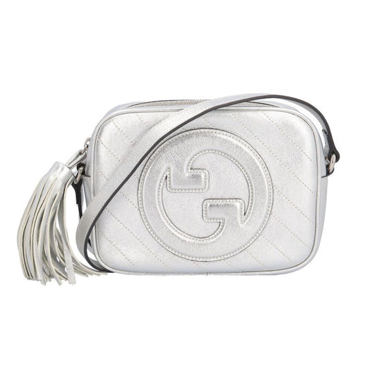 Gucci Blondi Small Shoulder Bag Leather 742360 Silver Ladies Gucci Preowned
