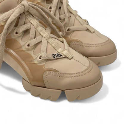 Christian Dior D-connect Sneakers Shoes Rubber Fabric Leather Pink Beige Logo