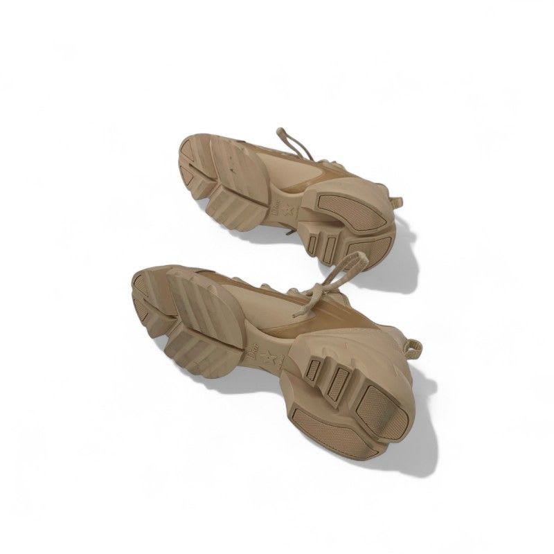 Christian Dior D-connect Sneakers Shoes Rubber Fabric Leather Pink Beige Logo