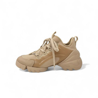 Christian Dior D-connect Sneakers Shoes Rubber Fabric Leather Pink Beige Logo