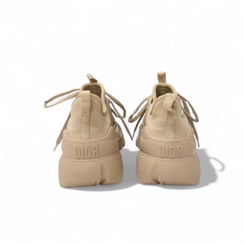 Christian Dior D-connect Sneakers Shoes Rubber Fabric Leather Pink Beige Logo