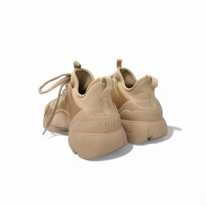 Christian Dior D-connect Sneakers Shoes Rubber Fabric Leather Pink Beige Logo