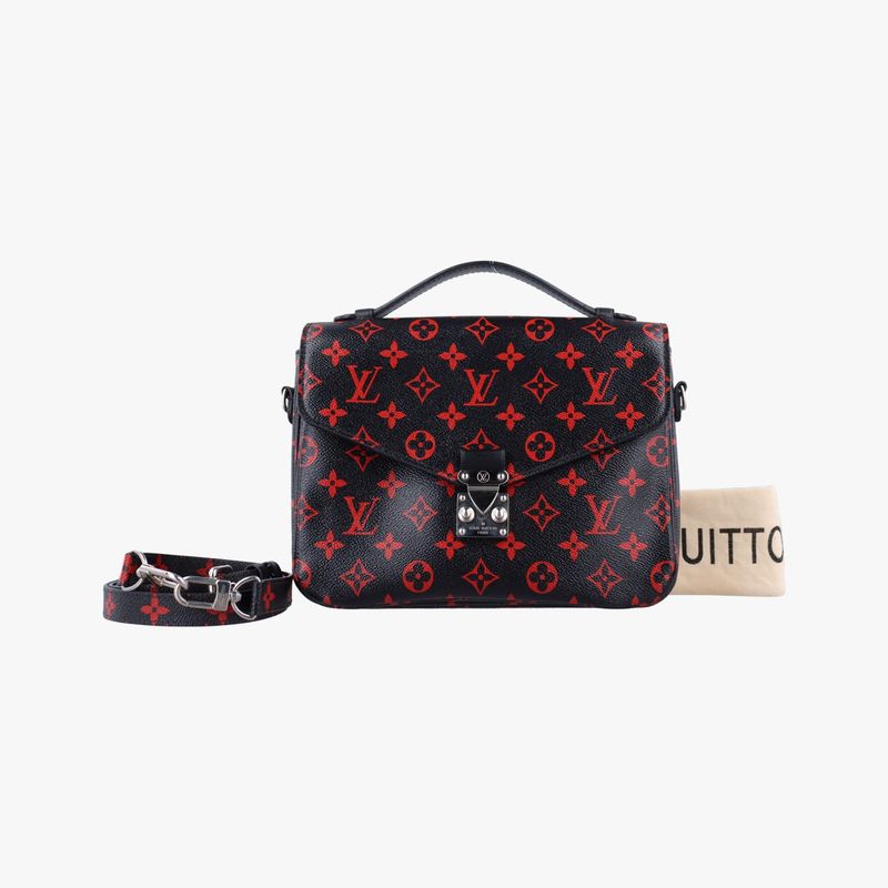 Louis Vuittonpochette Metis MM Noir Black × Rouge Monogram Unfrage M41462 Dr0127