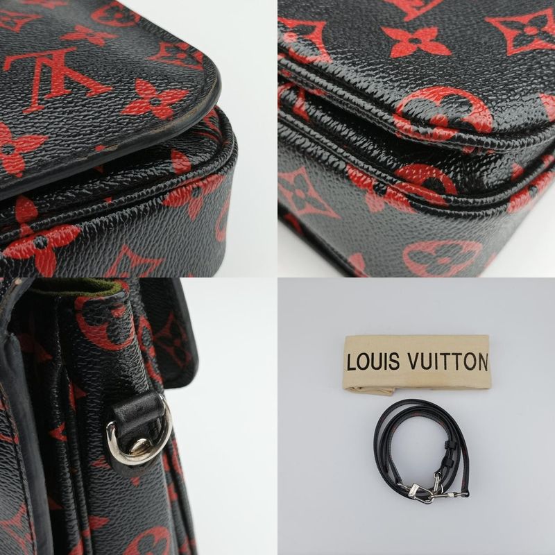 Louis Vuittonpochette Metis MM Noir Black × Rouge Monogram Unfrage M41462 Dr0127