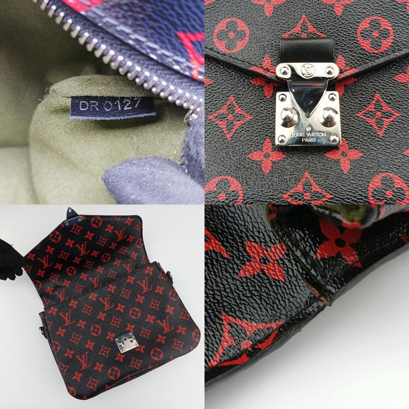 Louis Vuittonpochette Metis MM Noir Black × Rouge Monogram Unfrage M41462 Dr0127