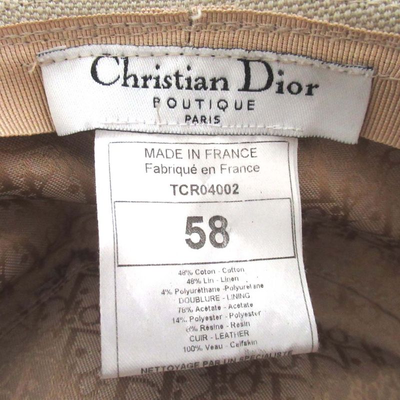 Christian DIOR Galliano Period Cotton Linen Bucket Hat Size 58 Beige Men's