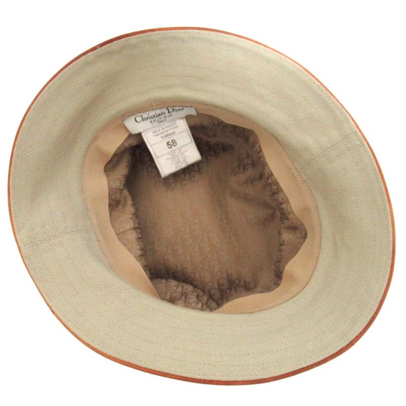 Christian DIOR Galliano Period Cotton Linen Bucket Hat Size 58 Beige Men's