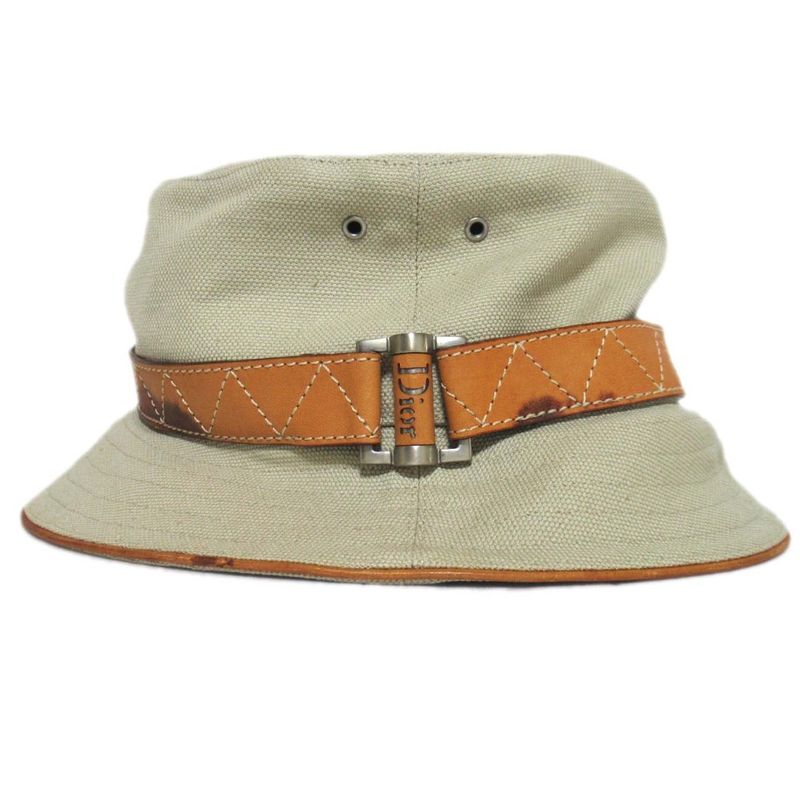 Christian DIOR Galliano Period Cotton Linen Bucket Hat Size 58 Beige Men's