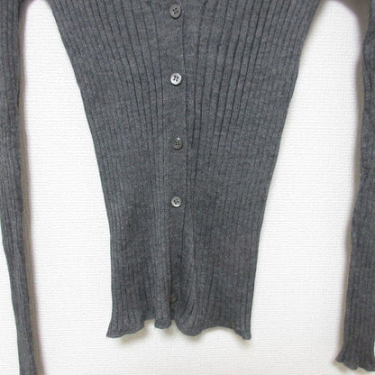 Good Prada Cashmere Silk V-neck Ribbed Knit Cardigan Size 42 Gray Women Used