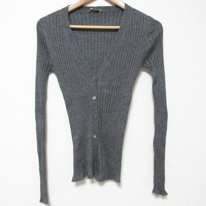 Good Prada Cashmere Silk V-neck Ribbed Knit Cardigan Size 42 Gray Women Used