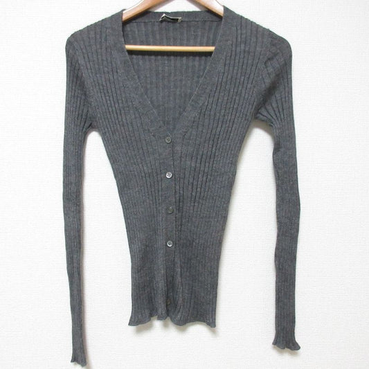 Good Prada Cashmere Silk V-neck Ribbed Knit Cardigan Size 42 Gray Women Used