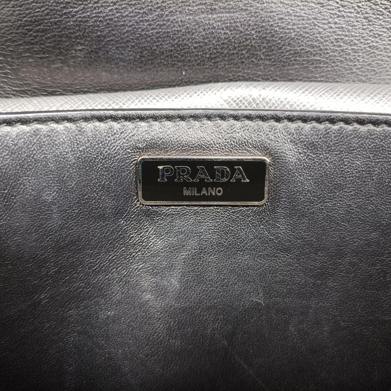 Prada Sound Lock Silver Saffiano Leather Bt1037 25