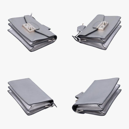 Prada Sound Lock Silver Saffiano Leather Bt1037 25