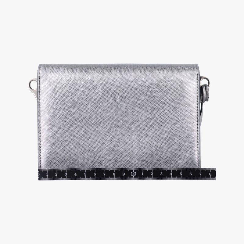 Prada Sound Lock Silver Saffiano Leather Bt1037 25