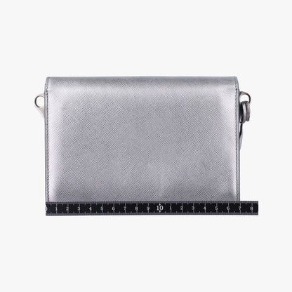 Prada Sound Lock Silver Saffiano Leather Bt1037 25