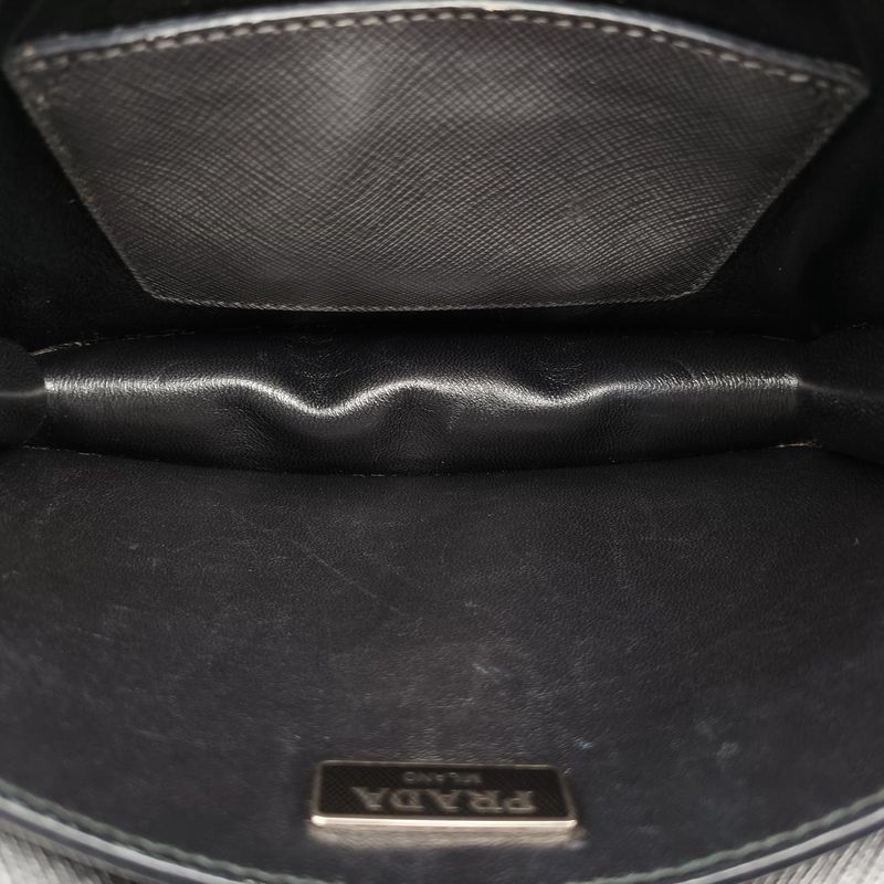 Prada Sound Lock Silver Saffiano Leather Bt1037 25