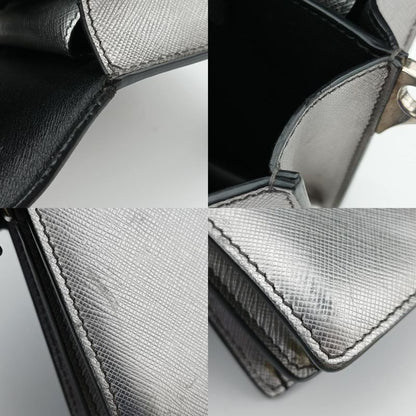 Prada Sound Lock Silver Saffiano Leather Bt1037 25