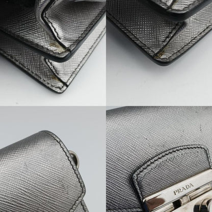 Prada Sound Lock Silver Saffiano Leather Bt1037 25