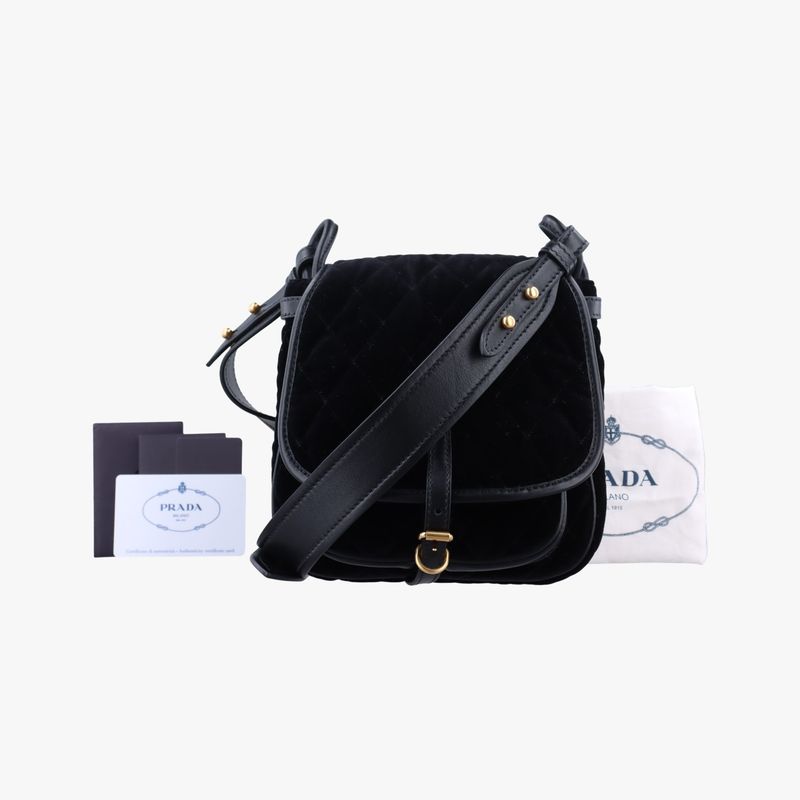 Prada Stitching Black Velour 1bd050 180 A