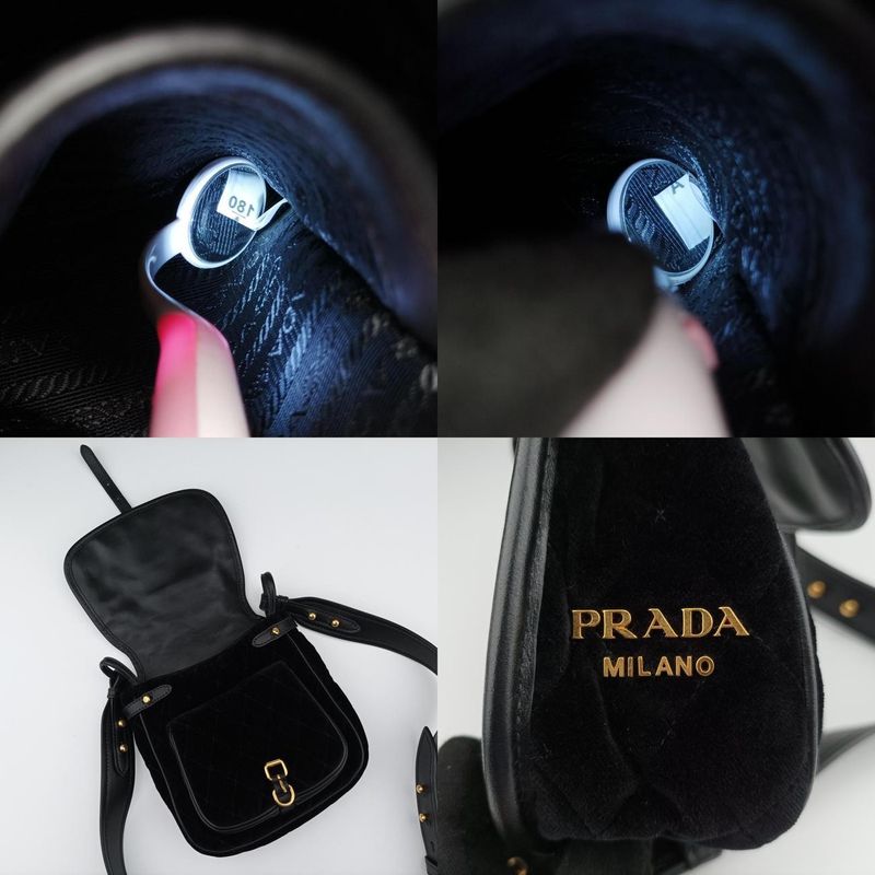 Prada Stitching Black Velour 1bd050 180 A