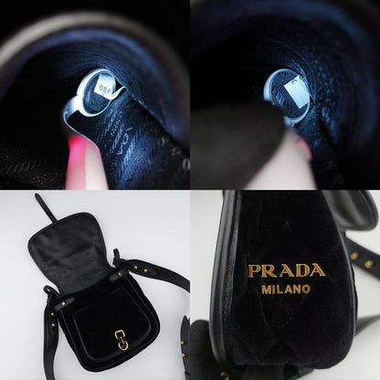 Prada Stitching Black Velour 1bd050 180 A