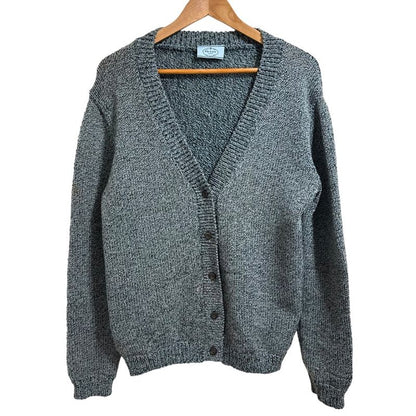 Good Prada Cashmere Nylon Long Sleeve Knit Cardigan Size 44 Green Women Used