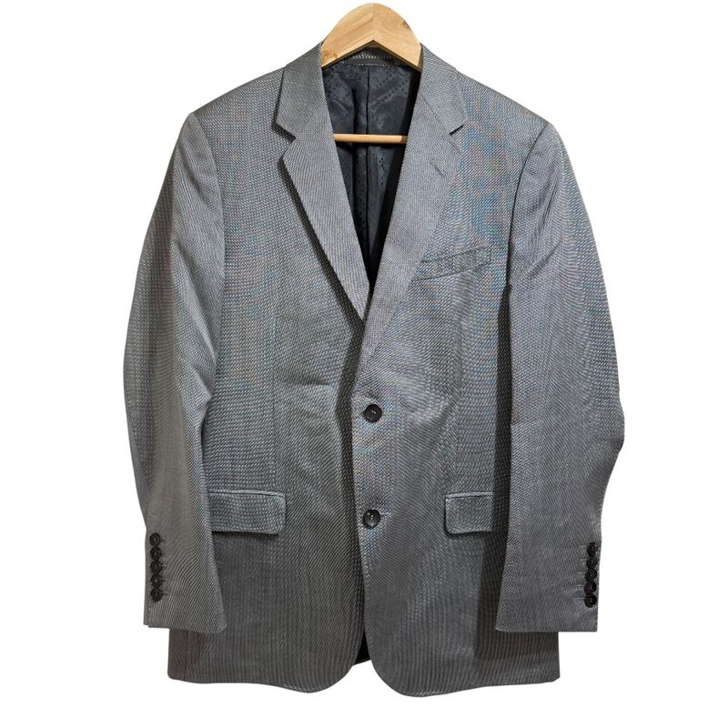 Gucci Lined Diamante Pattern Wool Silk Single Tailored Jacket 50r Gray Men's