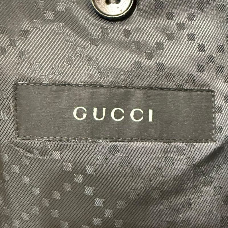 Gucci Lined Diamante Pattern Wool Silk Single Tailored Jacket 50r Gray Men's