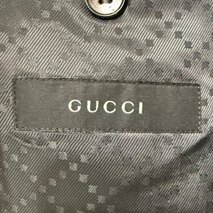 Gucci Lined Diamante Pattern Wool Silk Single Tailored Jacket 50r Gray Men's