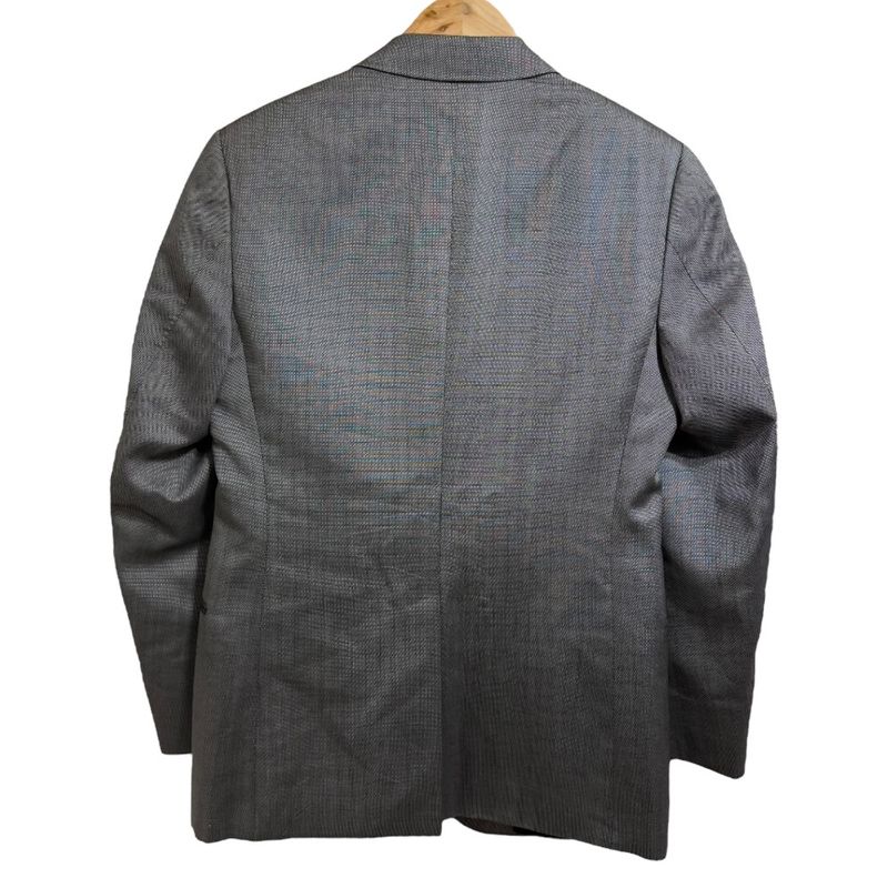 Gucci Lined Diamante Pattern Wool Silk Single Tailored Jacket 50r Gray Men's