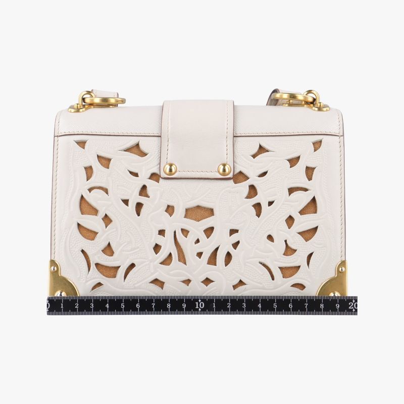 Prada Laser Cut Cahier White Leather 25