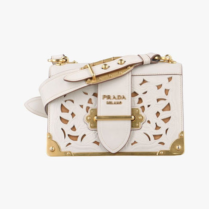 Prada Laser Cut Cahier White Leather 25