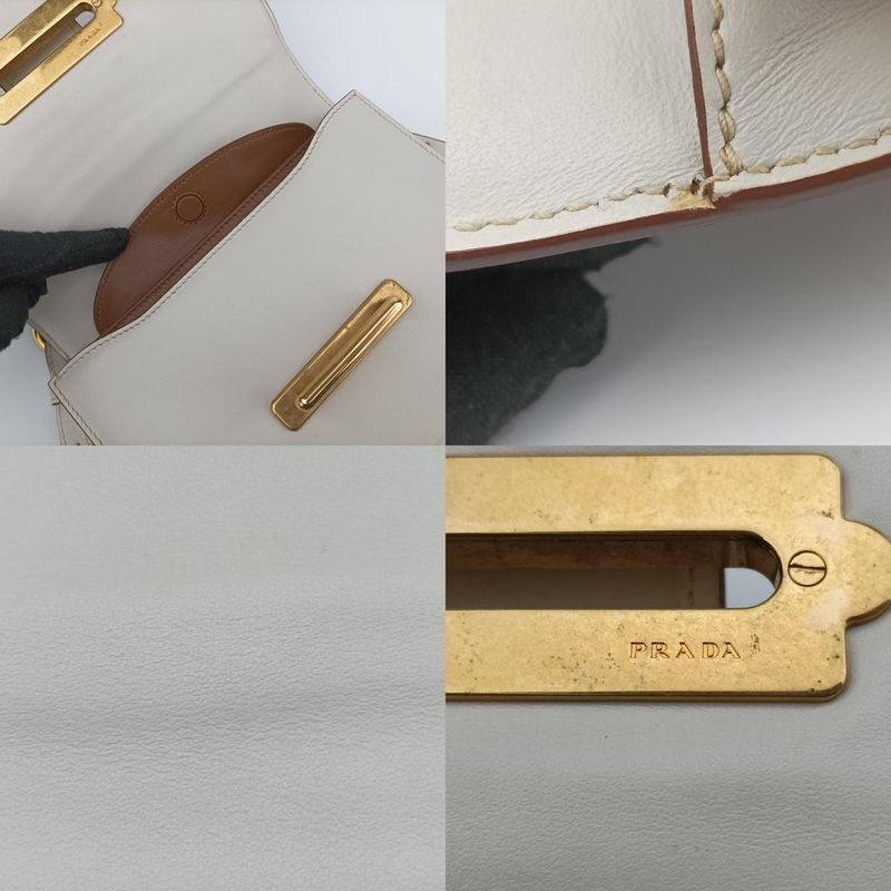 Prada Laser Cut Cahier White Leather 25