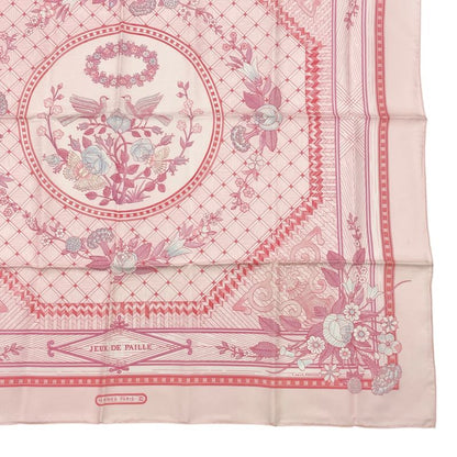 Hermes Carré 90 Jeux de Paille Silk Scarf All Over Birds Butterflies Flowers