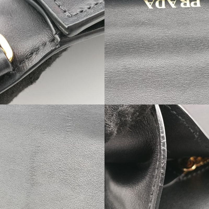 Prada Plex Ribbon Black And Green And Gray Leather 1bd067 7 D