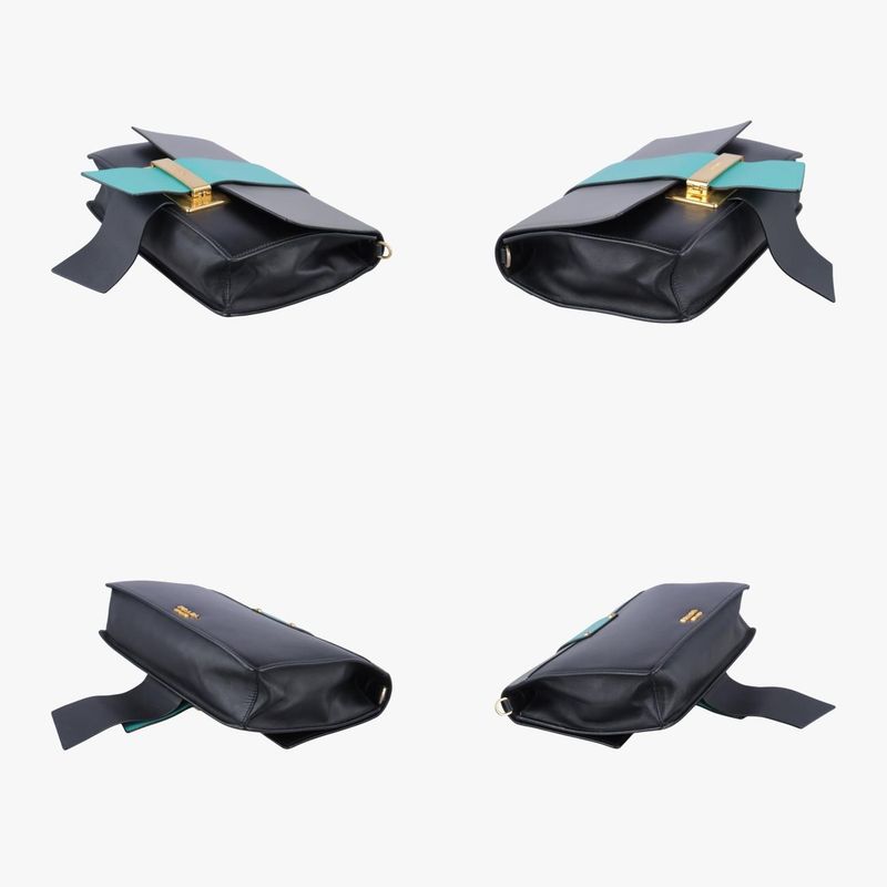 Prada Plex Ribbon Black And Green And Gray Leather 1bd067 7 D