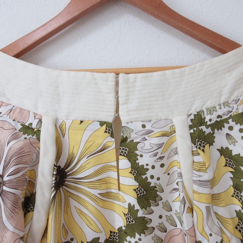 Good Loewe Flower Print Silk Off Shoulder Long Sleeve Knee Length Dress Size 38