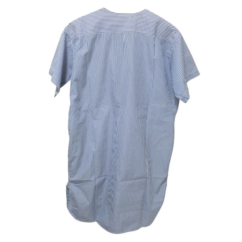 Good Celine Phoebe Period Knee Length Short Sleeves Slit Neck Striped Dress XS