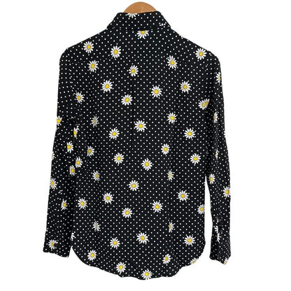 Saint Laurent Paris Eddy Period Long Sleeve Flower Dot Pattern Shirt Size 34