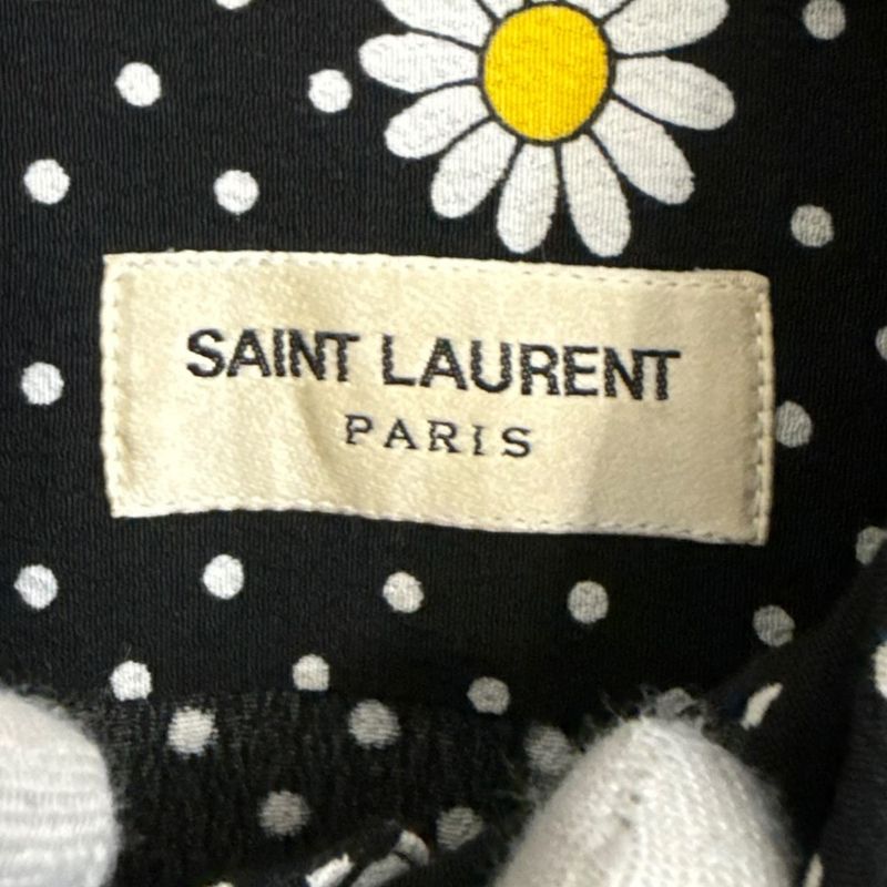 Saint Laurent Paris Eddy Period Long Sleeve Flower Dot Pattern Shirt Size 34